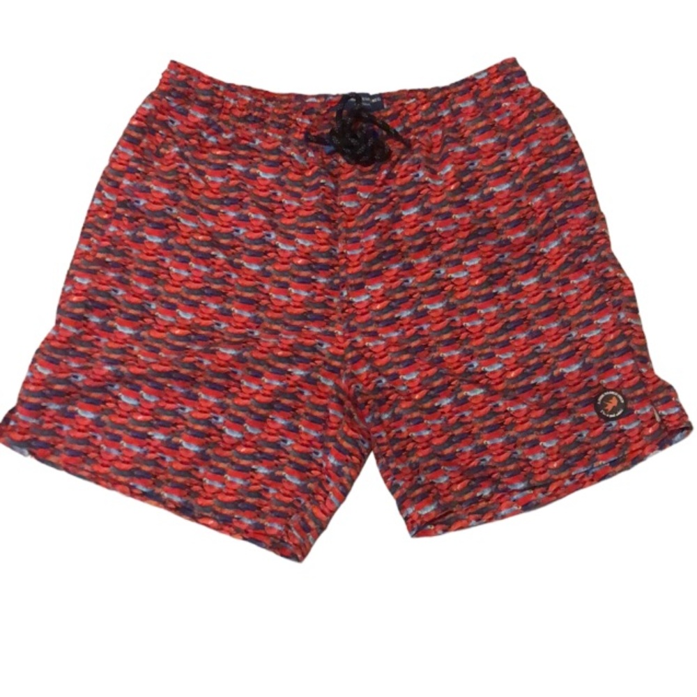 A Fish Named Fred Fish Printed Swim Trunks Mens Size S